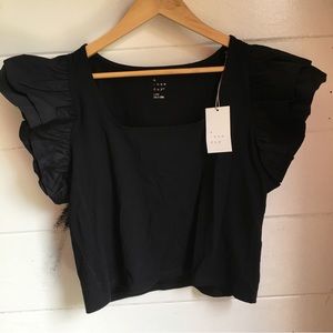 Flutter-sleeve Crop Top